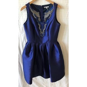 Heart Skips a Bead Royal Blue Skater Dress